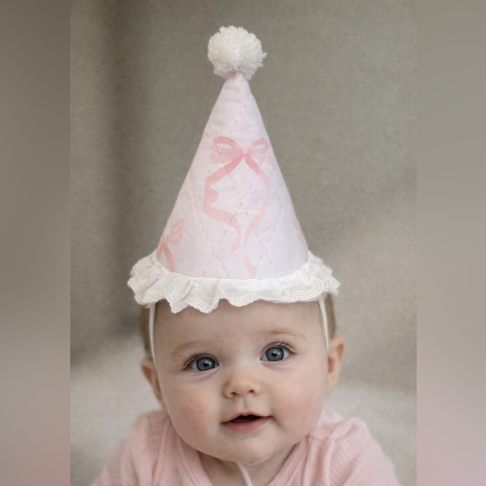 Pink Party Hat with Lace Trim